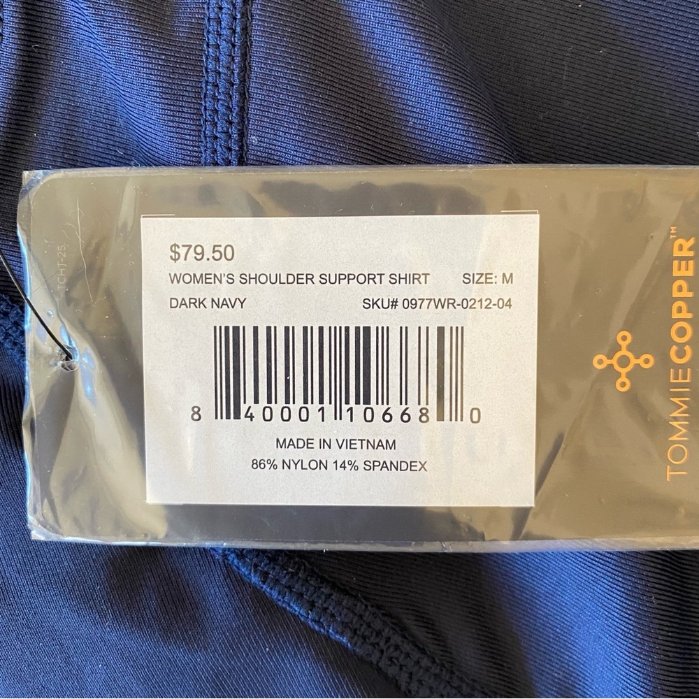 TOMMIE COPPER WOMEN’S PRO-GRADE SHORT SLEEVE SHOULDER SUPPORT SHIRT SZ M NAVY - Picture 15 of 16